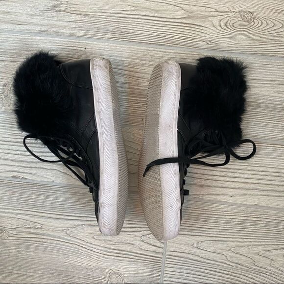 Rebecca Minkoff Sasha Leather Fur Trim Sneakers - Picture 15 of 15